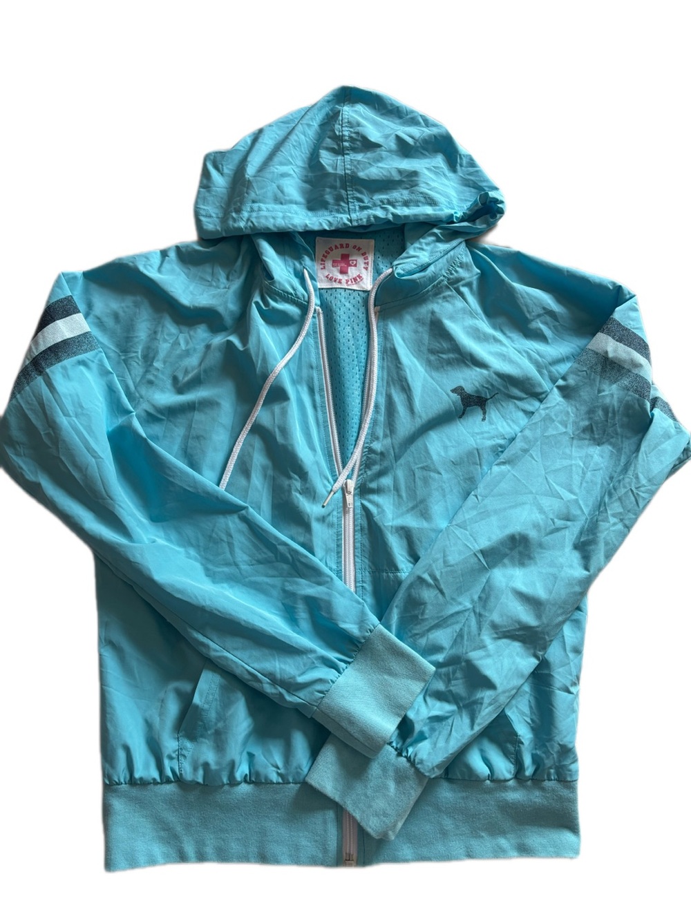 Victoria's Secret PINK Light Aqua Blue Hooded Windbreaker